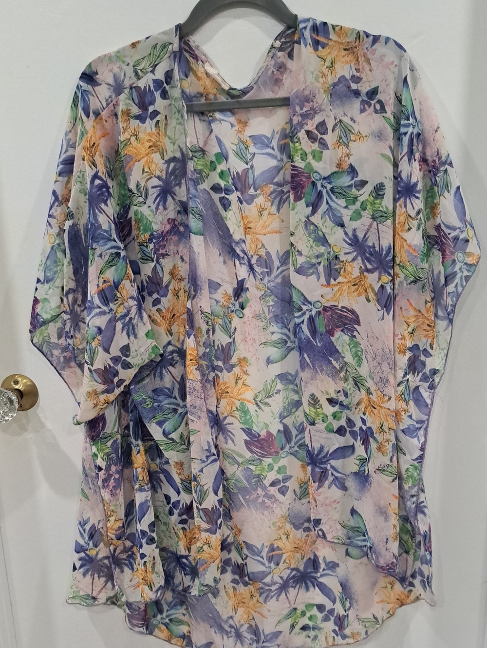 Floral Sheer Kimono Cover-Up in Multicolor